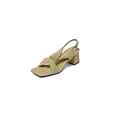 HJGTTTBN Sandalias para Mujer Summer Female Shoes Concise Handmade Back Buckle Strap Footwear High Heels Sandals (Color : Yellow, Size : 35 EU)