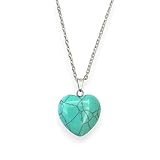 ASTER ALHELÍ - Collar Mujer con Piedra Semipreciosa Corazón - Colgante Amuletos Protectores Amor con Cadena de Acero inoxidable - Regalos Mujer Originales (Turquesa)
