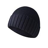 WENH Gorros de Punto for Hombre, otoño e Invierno, Color Liso, Sencillos y Oscuros, Unisex for Mujer.(4)