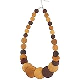 Mecool Collar de madera para mujer hecho a mano suéter largo collar conjunto bohemio vintage largo collares marrones