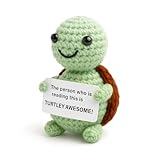 Mini tortuga hecha a mano, regalo amuleto de la suerte, tortuga de ganchillo con tarjeta de mensaje para animar, amistad, apoyo emocional, regalos positivos, figura de tortuga para oficina, hogar