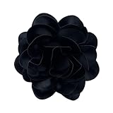 Generic Broche de flor grande de 19 cm, accesorio de ropa hecho a mano, satén T5q8, accesorios de flores francesas, negro