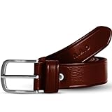 Leather Goods 43 - Cinturones hombre cuero, Cinturón piel hombre, Cinturones Regalo hombres. Piel 100% auténtica, Fabricado en España. Personalizado, Resistente, y duradero (120 cm, Marrón oscuro)