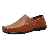 Zapatos de piel para hombre con material exterior de piel de espuma viscoelástica, mocasines ligeros, aireados, zapatos para exteriores con amortiguación, suela de goma, estribo, resistentes al