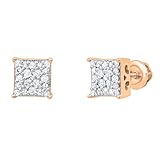 Dazzlingrock Collection Pendientes redondos de 0,35 quilates (qtw) de diamantes blancos redondos de estilo filigrana de cubo abierto para unisex de en oro de 18 K rosa