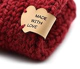 Etiqueta de cuero plegable en forma de corazón Handmade with Love P - Etiquetas para artículos hechos a mano, Etiquetas handmade para ganchillo (30 piezas - Texto Estándar)