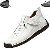 Zapatos ortopédicos de cuero hechos a mano para mujer, cómodos, suaves, cómodos, informales, hechos a mano, botas ortopédicas para caminar, soporte para el arco, White, 41 1/3 EU