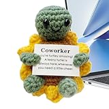 Bajbumgn Tejido Amigurumi Positivo,Tortuga Motivacional de Apoyo - Muñeco de Peluche Hecho a Mano para Enfermeras Amigas Niñas Profesoras Ocasiones Especiales Cumpleaños