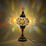 10 variación Lámpara turca Lámparas de mesa de mosaico Lámpara marroquí turca con base de bronce Lámpara de noche Tiffany hecha a mano | Lámpara de noche de noche de mosaico de vidrio con bombilla LED