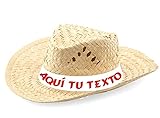 Pack de Sombreros de paja blanca personalizados - Sombrero de paja Blanca con cinta personalizada para fiestas, eventos deportivos y culturales, romerías. (Pack 50 unidades)