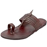 Ethnic Vibes Zapatos planos Kolhapuri de cuero Chappal Mojari étnico indio Khussa talla US 7-11 antiguo (multicolor), Multicolor, 42 EU