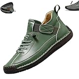 Zapatos ortopédicos de cuero hechos a mano para mujer, cómodos, suaves, cómodos, informales, hechos a mano, botas ortopédicas para caminar, soporte para el arco, Verde2, 41 1/3 EU