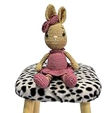DISELIO Amigurumi Peluche Conejita Bailarina, Hecha a Mano en Crochet, con Vestido, Zapatillas y Lazo Rosa, mide 29 cm de Altura (Amig-Conejita-Bailarina)