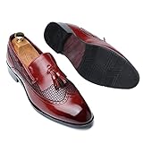 HJGTTTBN Zapatos de Piel Hombre Men Shoes Classical Style Business Shoes for Men Leather Slip-On Design Men's Wedding Shoes (Color : Wine Shoes, Size : 12)