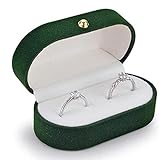 Uinfhyknd Caja de anillo de seda de terciopelo para parejas, caja de anillo de boda, propuesta de despedida, joyero C