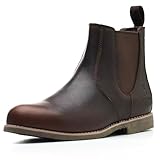 SL-Saint Hombres Botas Chelsea Clásicas Hechas a Mano Piel de Vaca Genuina Slip On Moda (OscuroMarrón Cuero, Adulto, Hombre, 43, Números, Sistema tallas calzado EU, Ancho)