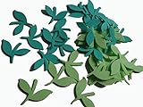 Figuras de goma eva para decoración, manualidades, 40 tallos para flores de 4,5 cm x 2,5 cm aprox. de colores variados 20 verde claro y 20 de verde más oscuro (modelo 2) Silvys handmade.