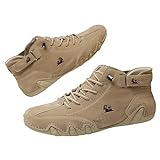 Zapatos Beck transpirables antideslizantes para hombres - Botas altas italianas hechas a mano con velcro - Zapatillas de ocio para hombres y mujeres - Para Wiecel zapatos descalzos de cuero, caqui, 41