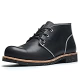 SL-Saint Botas Chukka Clásicas Hechas a Mano Para Hombres Moda Cuero de Vaca Genuino Zapatos Cómodos Con Cordones (Negro Cuero, Adulto, Hombre, 42, Números, Sistema tallas calzado EU, mediano)
