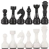 RADICALn Juegos de mesa grandes de mármol figuras completas de ajedrez blanco y negro – Adecuado para tablero de ajedrez de 16 a 20 pulgadas – Juego de 32 figuras de ajedrez antiguas – Piezas de ajedrez completamente hechas a mano de mármol sin madera