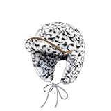WENH Gorra de Invierno con ala Suave y Estampado de Leopardo Blanco Camello for Mujer, con Orejeras, Bonita Gorra de Bombardero.(2)