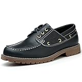 SL-Saint Hecho a Mano Hombre Clásico Barco Zapatos Moc Toe Náuticos Cordones Piel Plena Flor Cómodo Moda (Azul, Adulto, Hombre, 40, Números, Sistema Tallas Calzado EU, Ancho)
