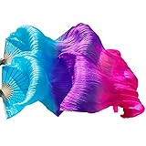 AYKANING Abanico Velo Danza del Vientre,Abanico De Danza Silk Belly Dance Fan Veils Handmade Dyed Belly Dance Veil Seda Pure Silk Fan Bellly Danza Accesorios (Color : A, Size : Silk-150x90cm)