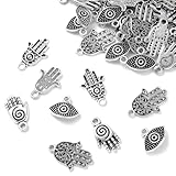 ARHZ 50 colgantes de mano de Fátima de estilo tibetano en 5 estilos vintage para hacer pulseras, collares y joyas, recuerdos de fiesta.