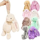 Conejito de peluche bordado personalizado con nombre - Juguete de Pascua hecho a mano con nombre bordado, Primer regalo de Pascua para bebé