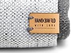Etiqueta cuero plegable Handmade Leather Tag - HMO4 - Etiquetas de cuero para artículos de ganchillo, etiquetas para artículos hechos a mano (30 piezas - Texto Estándar)