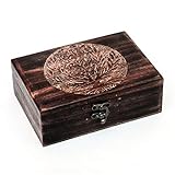Caja de joyería hecha a mano con grabado de árbol de la vida, hecha a mano para mujeres y hombres, joyas | acentos de decoración del hogar | cajas decorativas | almacenamiento y organizador (7 x 5.5